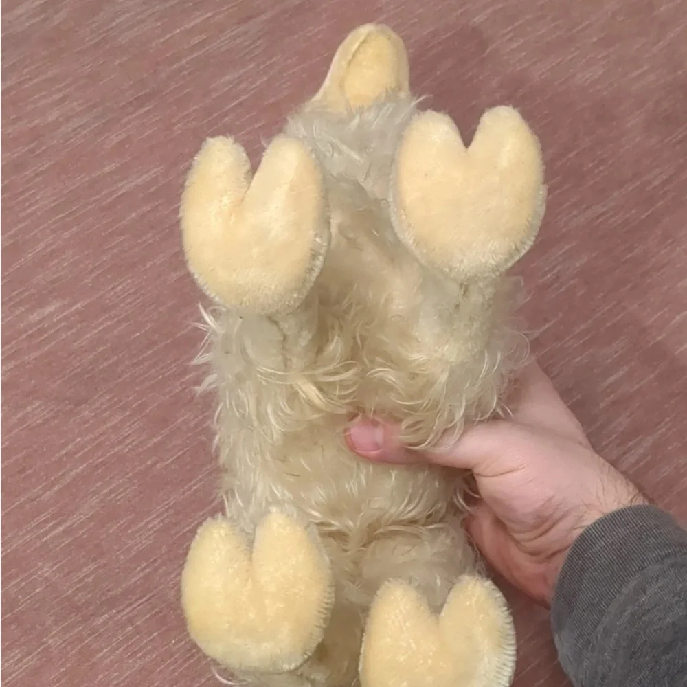 vintage steiff stuffed alpaca mohair collectible, silver ear marker, one owner